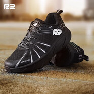 R2 REAL RUN【新品】慢跑鞋男女透氣休閑運(yùn)動(dòng)鞋緩震跳繩健身鞋輕便跑鞋 夜空黑（偏小建議選大一碼） 36