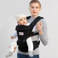 sanlebaby嬰兒背帶前抱式寶寶新生幼兒腰凳后兩用外出遛娃簡易抱娃神器 omini四季款-騎士黑+腰包+防風帽