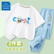 迷你真維斯 MINI JEANSWEST迷你真維斯男童套裝2025新款純棉短袖T恤上衣防蚊褲兒童夏裝褲子 【純棉套裝】白色小熊貓 100