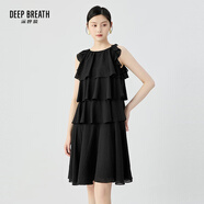 深呼吸DEEP BREATH女裝荷葉邊無(wú)袖仙女裙俏皮蛋糕連衣裙A500489 黑 M (3)