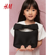 H&M包包2025夏季新款輕便外出蝴蝶結包包禮物手袋小斜挎包1255311 黑色