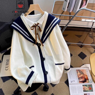 AEMAPE小熊毛衣開衫女外套2025春新款女裝衣服寬松溫柔秋冬季針織上衣 白色E款 均碼 (80-140斤拍)