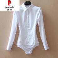 皮爾卡丹（pierre cardin）白襯衫棉 修身免燙抗皺襯衣連體女長(cháng)袖舒適職業(yè)連檔上衣 白色 翻領(lǐng) 2XL