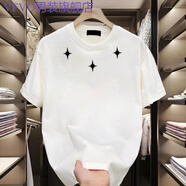 VFVQ男士潮牌棉t恤夏季字母印花上衣潮流寬松短袖t恤男青年半袖 白色【三星領(lǐng)】男裝2025新款夏裝 XL 建議140-160斤