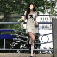 HUALIN FASHION甜欲風(fēng)修身魚尾裙連衣裙長袖收腰甜美女短裙子蝴蝶結(jié)初戀公主仙女 短袖杏色【含蝴蝶結(jié)/有內(nèi)里布】 S