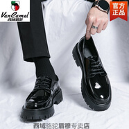 西域駱駝皮鞋男士夏季英倫風(fēng)商務(wù)正裝圓頭黑色漆皮亮面結婚新郎伴郎鞋 21289黑色-駱駝官方品牌旗艦 39 標準皮鞋碼