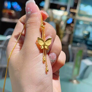 黃金流蘇蝴蝶套鏈女款金包銀999吊墜項鏈鎖骨鏈情人節(jié)送老婆禮物 蝴蝶吊墜（金包銀）贈項鏈 【證書+禮盒】