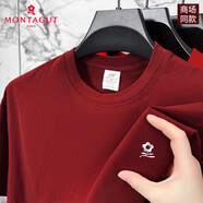 夢特嬌（MONTAGUT）夢特嬌斷碼特價夏季短袖T恤男230克重磅純棉圓領(lǐng)大碼爸爸裝體恤男 MTJ-230酒紅【230克重磅純棉】 XL  推薦140-160斤