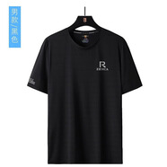 凡迪時(shí)尚特大碼加肥加大短袖t恤男冰絲寬松胖子速干運動(dòng)衫男士跑步運動(dòng)風(fēng) 黑色 3801 L (適合100-115斤左右)