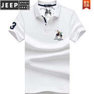 JEEP SPIRIT短袖t恤男高端純棉男裝衣服刺繡夏季新款品牌紅色本命年男士上衣 白色 1816 S 建議100-120斤