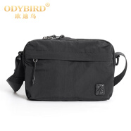 歐迪鳥(niǎo)（ODYBIRD）尼龍方形包男女士多口袋背包收納通勤包防潑水大容量單肩斜挎包 黑色 21*14.5*7.5cm