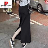 皮爾卡丹（pierre cardin）直筒半身裙女黑色高腰包臀裙后開叉2025新款氣質(zhì)半裙中長款一步裙 黑色 3XL (140-160斤)
