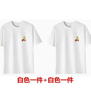 稻草人（MEXICAN）短袖純棉t恤男2024夏季新款簡(jiǎn)約打底運(yùn)動(dòng)透氣跑步寬松休閑純棉T男 白色+白色 M （100-120斤）