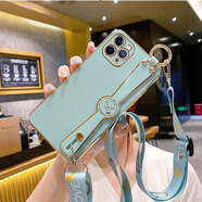 速舞 蘋(píng)果11手機殼女款腕帶掛繩斜挎11pro硅膠軟鏡頭全包防摔11pro max網(wǎng)紅潮流個(gè)性保護套 iPhone11【寶石綠】腕帶+斜跨掛繩
