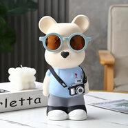 磊鑫達(dá)旅行熊28cm純手工彩繪大號(hào)暴力熊陶瓷擺件存錢罐創(chuàng)意可愛輕奢軟裝 旅行熊【藍(lán)色】