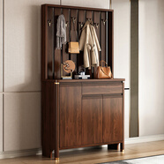 智新木王實(shí)木鞋柜掛衣架一體衣帽架家用門(mén)口玄關(guān)柜室內新中式入戶(hù)隔斷柜