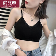 俞兆林美背內(nèi)衣女無鋼圈大胸顯小運動文胸薄款吊帶網(wǎng)紅裹胸性感聚攏學生 黑色1件-細肩帶蕾絲邊WX 均碼 （80-140斤）
