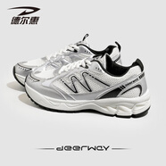 德?tīng)柣荩―EERWAY）復古銀色運動(dòng)鞋女款2025夏季新款老爹鞋百搭網(wǎng)面透氣跑步鞋 銀色 36