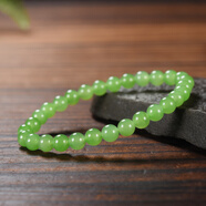DRJEFUN天然和田玉碧玉串珠手串女款烏蘭烏德蘋(píng)果綠老坑冰底圓珠手鏈6MM 手鏈6MM