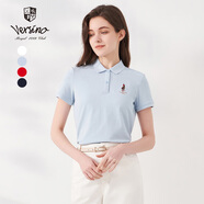 VERSINOversino梵思諾女裝多色可選POLO衫女2025夏季多巴胺穿搭短袖T恤女 淺藍(lán)色 L
