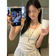 蕾絲花邊假兩件工字吊帶背心女夏季2025新款修身顯瘦休閑短款上衣 白色 S