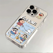 佰卡朗適用蘋果15promax手機殼iphone14蠟筆小新13卡通可愛小白狗12創(chuàng)意男女款11防摔全包透明軟 相框TPU-透明-LKY小新可愛小白狗 蘋果16Pro