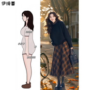 伊琦蕾（YIQILEI）冬裝搭配一整套微格子連衣裙美拉德感減齡時(shí)尚套裝女 兩件套裝 M (建議80-100斤)