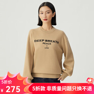 哥弟真的好（GIRDEAR）女裝廓形圓領(lǐng)刺繡字母羊毛針織衫毛衣女A301383 卡其 M (3碼)
