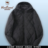 西域駱駝（VANCAMEL）菱形2025棉服輕薄保暖休閑連帽時(shí)尚棉衣寬松外套秋冬短款新款 藏青色【蠶絲棉】 建議155-170斤 2XL