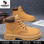 西域駱駝（VANCAMEL）馬丁靴男款2024新款秋季防水防滑工裝靴冬季加絨男士高幫大黃靴子 黃色 42