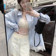 榮西圖（RONGXITU）溫柔風(fēng)穿搭一整套女裝春季花邊防曬襯衫內(nèi)搭吊帶蕾絲半身裙三件套 內(nèi)搭蕾絲美背【花朵朵精選】 S 建議【80-100斤】