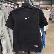 NBA KIDS-NIKE夏季新款ins 潮流打勾短袖男寬松休閑遮肉短袖舒適透氣運(yùn)動(dòng) 耐克黑色短袖【純棉】-白小彩標(biāo) 2XL 耐克2XL【建議130-150斤】