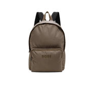 雨果博斯（HUGO BOSS）男士拉鏈雙肩包 經(jīng)典單提手設計 再生滌綸材質(zhì)時尚潮流 棕色 均碼