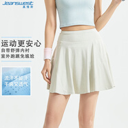 真維斯（JEANSWEST）短裙女高腰夏季運動(dòng)短裙排汗透氣瑜伽健身顯瘦條紋裙杏色M