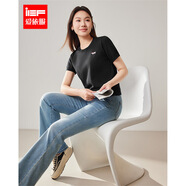 IEF/愛(ài)依服大碼女裝2025夏季新款韓版簡(jiǎn)約氣質(zhì)通勤百搭毛織上衣 黑 XL