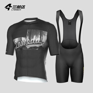 蘭帕達騎行服公路車(chē)男夏季騎行服短袖上衣騎行短褲套裝速干騎行衣風(fēng)尚 膠片黑短袖+皓月背帶短褲黑色 2XL （適合體重160-179斤）