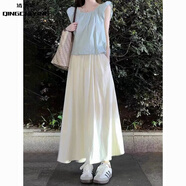 清池影（QINGCHIYING）米白色裙子女夏季2025新款半身裙長(cháng)裙時(shí)尚百搭甜美仙女休閑A字裙 主圖色 M 【95-110斤】