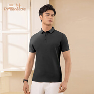 三針男士polo衫短袖t恤純棉夏季商務(wù)休閑男士高端定制翻領(lǐng)上衣男體恤 黑色【W(wǎng)KW1003】 L