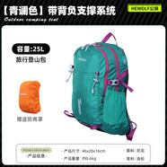 公狼登山包戶外越野背包徒步輕便旅行雙肩包專業(yè)大容量野營騎行露營包 青讕色-25L帶背負支撐板+防雨罩
