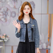 忻依美時(shí)尚連衣裙女2025春夏新款蕾絲牛仔短外套中長(cháng)款背心網(wǎng)紗裙兩件套 7760單件牛仔外套 XL 【115-125斤】