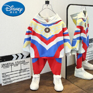 迪士尼（Disney）春秋男童奧特曼衣服秋中小童兒童長袖連帽衛(wèi)衣休閑褲運動服兩件套 藍色 90