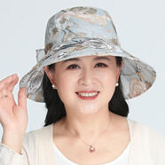 暢印中老年人碎花大沿帽子女老太太洋氣夏天防曬太陽(yáng)帽媽媽婆婆帽涼帽 淺藍