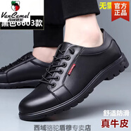 西域駱駝2025男士皮鞋真皮春季百搭特大碼45潮流46休閑47低幫48系帶49 6603黑色【四季款】-駱駝官方品 40