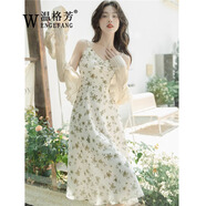 溫格芳 法式碎花吊帶連衣裙女2025夏季新款溫柔風(fēng)氣質(zhì)超仙森系套裝裙子 白色開(kāi)衫+碎花吊帶裙 S
