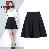皮爾卡丹（PIERRE CARDIN）四季半身裙大碼短裙女及膝中裙A字蓬蓬裙百褶裙子 黑色【長(cháng)45CM/無(wú)口袋/帶褲】 XL 碼【120-135斤】
