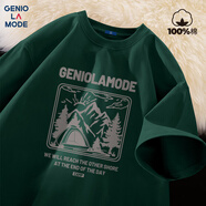 GENIOLAMODE[敖瑞鵬代言]t恤男士純棉夏季圓領(lǐng)青年短袖男士體恤衫 森綠 S