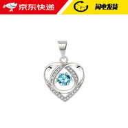 巴克樂(lè )樂(lè )跳動(dòng)的心銀項鏈女韓版氣質(zhì)靈動(dòng)心形鎖骨鏈情人節禮物吊墜 藍石頭單吊墜