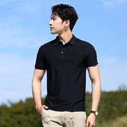 海派浩宇冰絲速干短袖POLO衫男女休閑運動(dòng)t恤翻領(lǐng)上衣 黑色 男款 XL