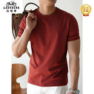 老爺車（LAOYECHE）男士T恤簡(jiǎn)約酒紅色收袖口短袖男款修身顯瘦顯肌肉健身運(yùn)動(dòng)小領(lǐng)口 酒紅色 M (適合) 100-115斤
