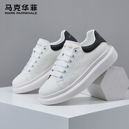 馬克華菲小白鞋男鞋夏季透氣經(jīng)典板鞋男2025新款牛皮鞋厚底增高百搭情侶鞋 黑白熊貓【男女同款】 41 男碼/此款為皮鞋碼=運動碼42